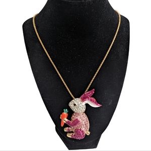 Sparkly pink bunny pendant  necklace BJ